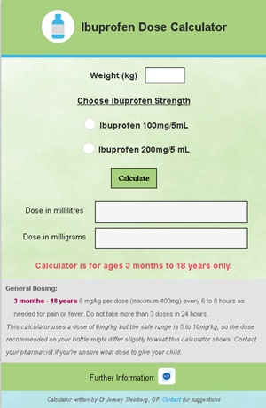 Image of paracetamol dose calculator