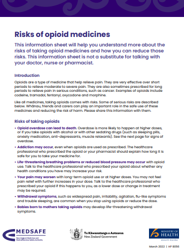 risk of opioid medicines